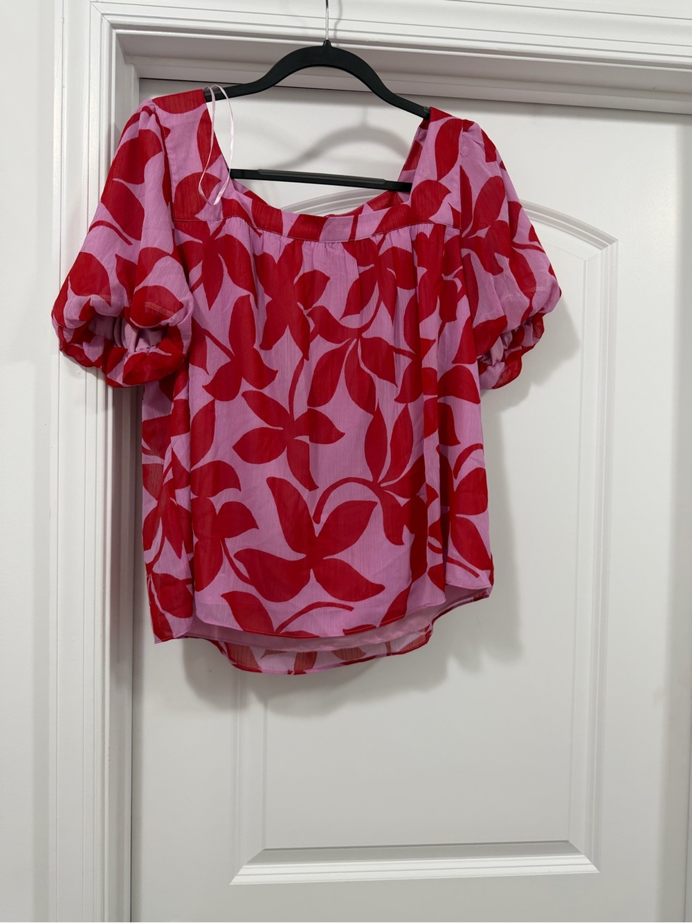 Rose & Olive Pink Blouse with Red Floral Print